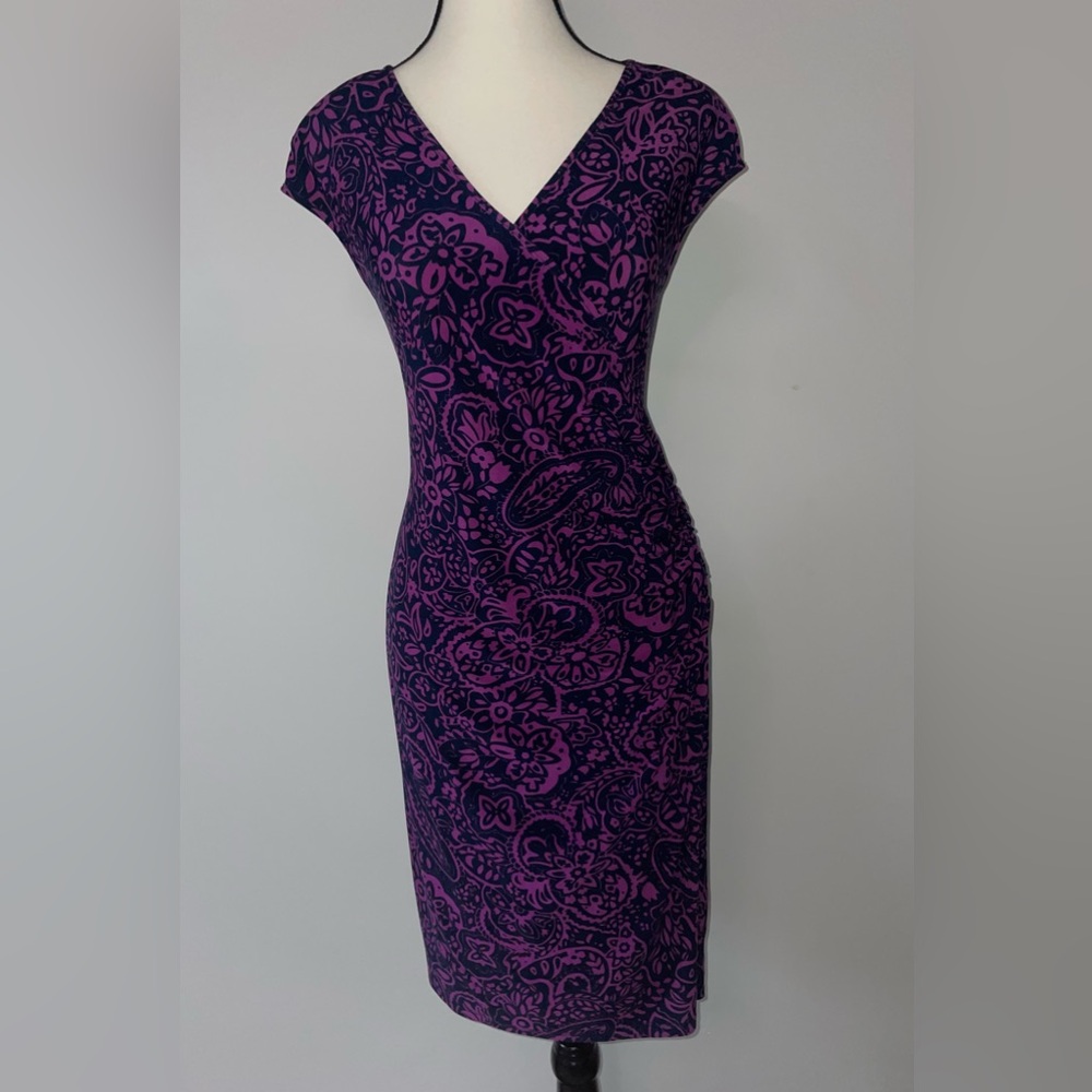 Chaps Elegant Purple Floral Dress